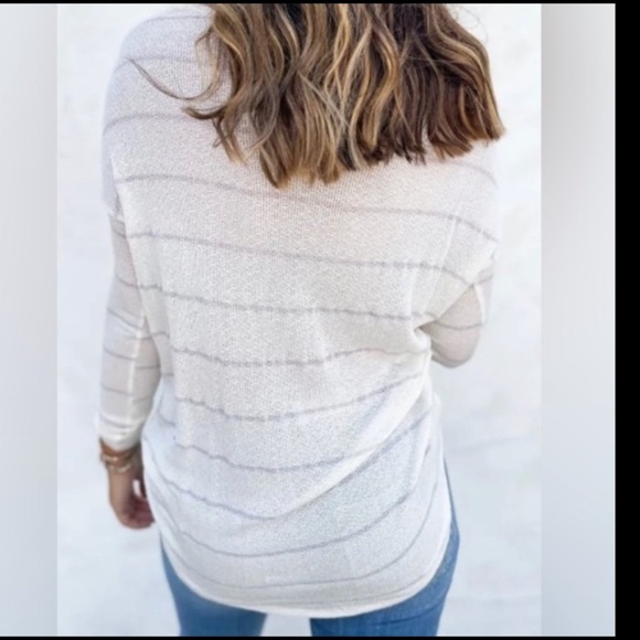 NWOT Cherish White and Purple Stripped Top S - Picture 5 of 5